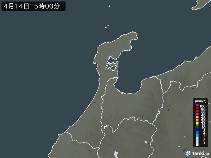 石川県の雨雲レーダー(2024年04月14日)