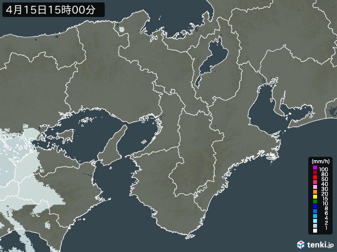近畿地方の雨雲レーダー(2024年04月15日)