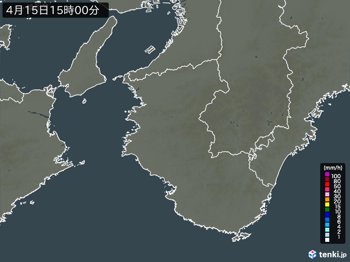 和歌山県の雨雲レーダー(2024年04月15日)