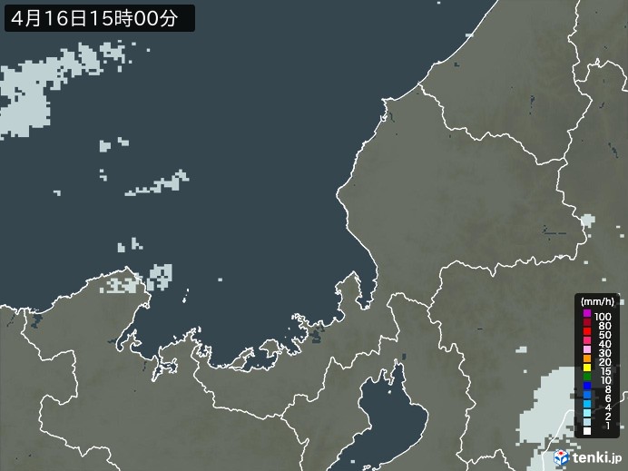 福井県の雨雲レーダー(2024年04月16日)