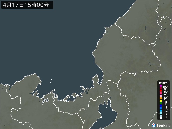 福井県の雨雲レーダー(2024年04月17日)