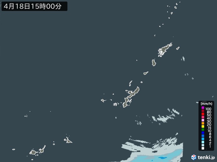 沖縄地方の雨雲レーダー(2024年04月18日)