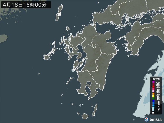 九州地方の雨雲レーダー(2024年04月18日)