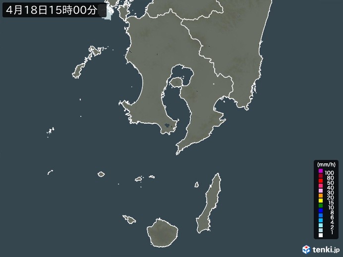 鹿児島県の雨雲レーダー(2024年04月18日)