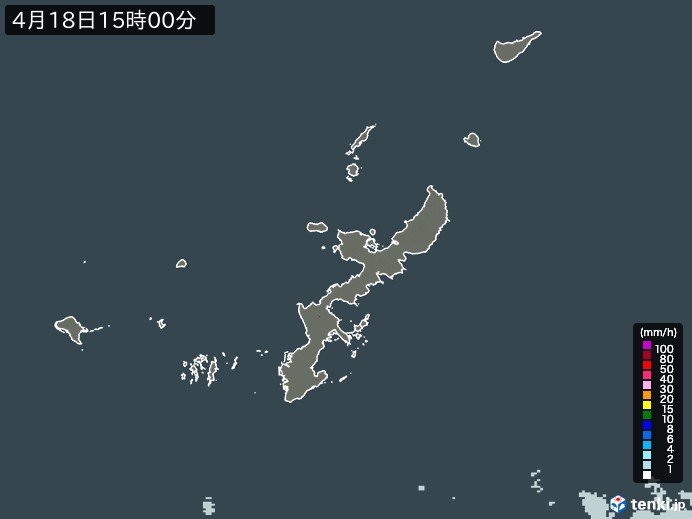 沖縄県の雨雲レーダー(2024年04月18日)