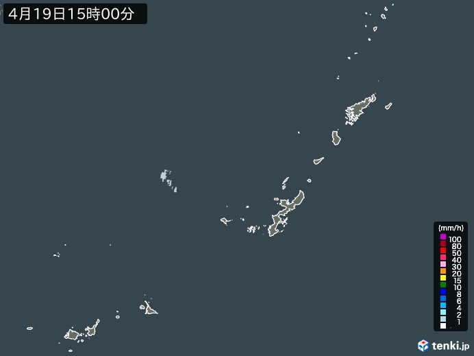 沖縄地方の雨雲レーダー(2024年04月19日)