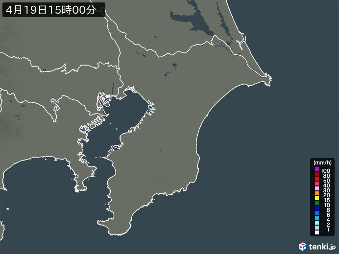 千葉県の雨雲レーダー(2024年04月19日)