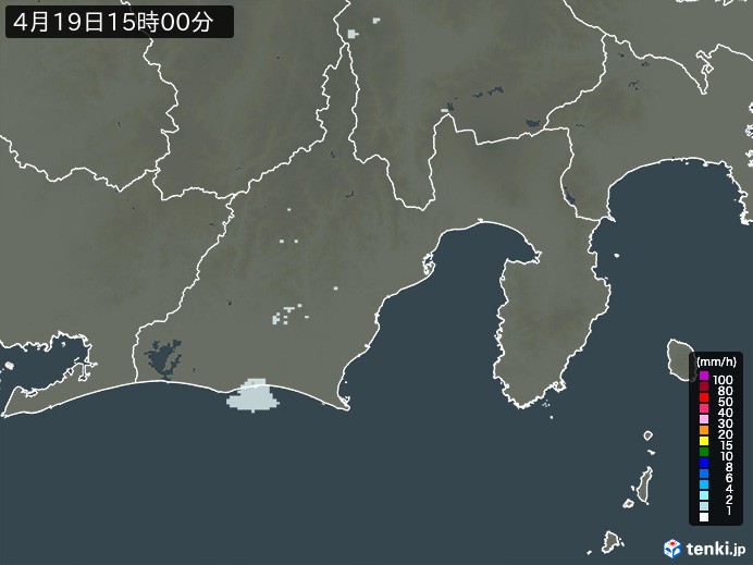 静岡県の雨雲レーダー(2024年04月19日)