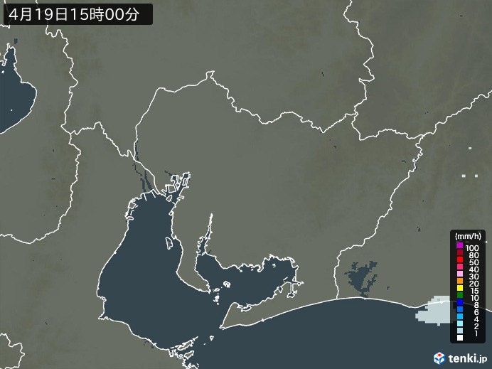 愛知県の雨雲レーダー(2024年04月19日)