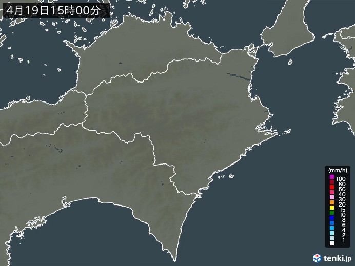 徳島県の雨雲レーダー(2024年04月19日)
