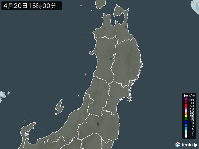 東北地方の雨雲レーダー(2024年04月20日)