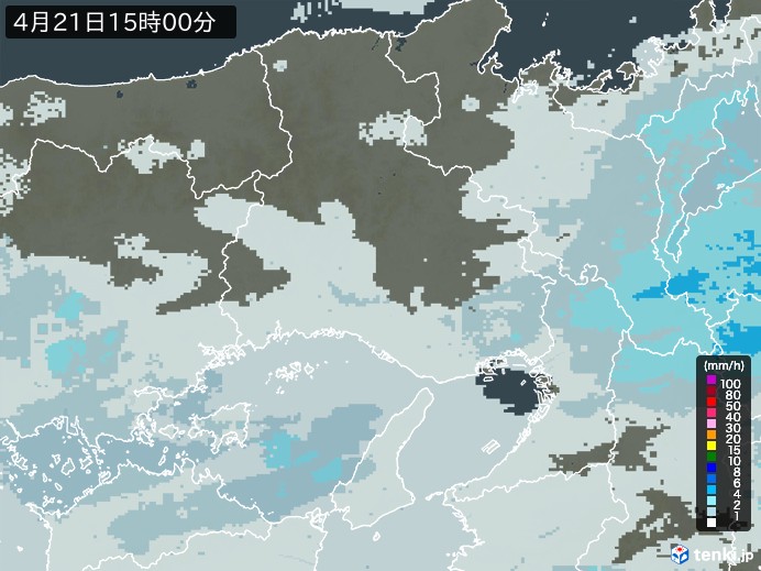 兵庫県の雨雲レーダー(2024年04月21日)