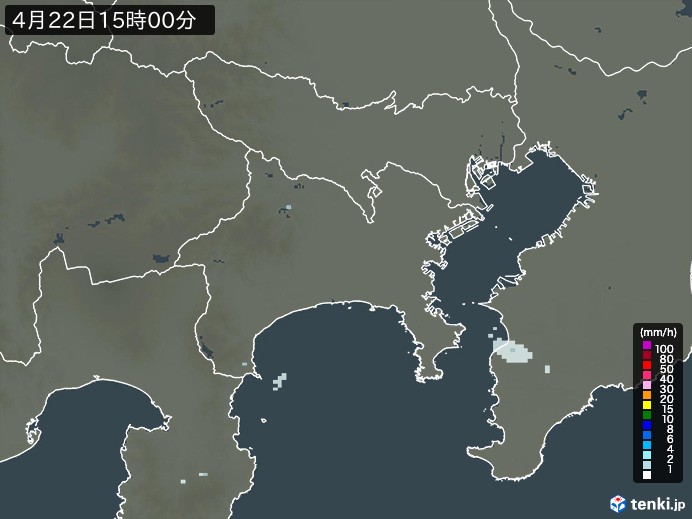 神奈川県の雨雲レーダー(2024年04月22日)