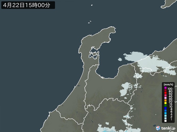 石川県の雨雲レーダー(2024年04月22日)
