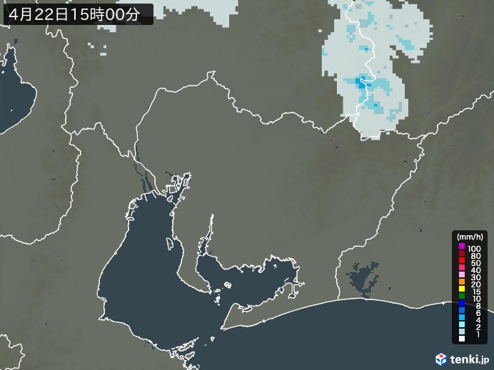 愛知県の雨雲レーダー(2024年04月22日)