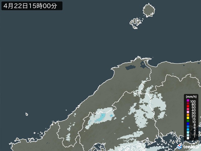 島根県の雨雲レーダー(2024年04月22日)