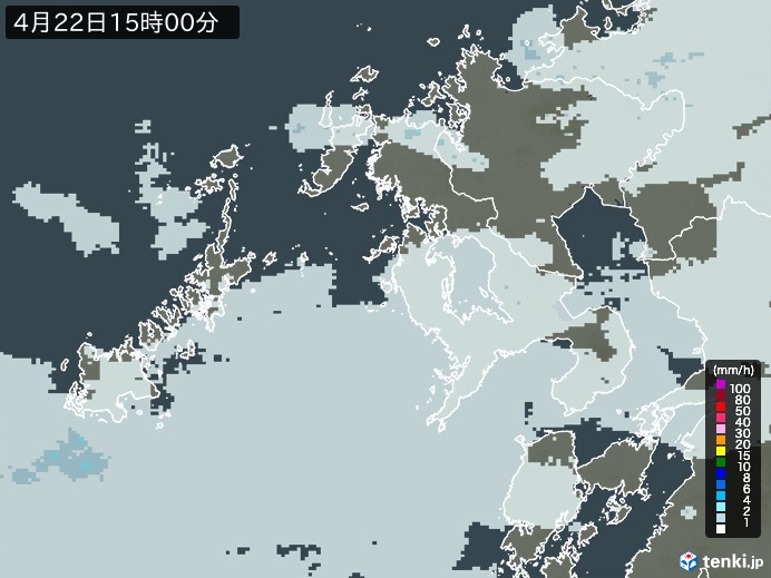 長崎県の雨雲レーダー(2024年04月22日)