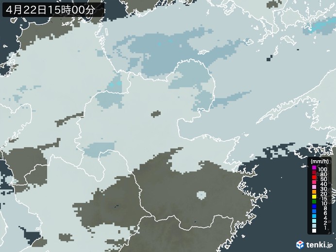 大分県の雨雲レーダー(2024年04月22日)