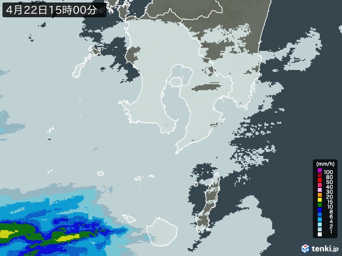 鹿児島県の雨雲レーダー(2024年04月22日)
