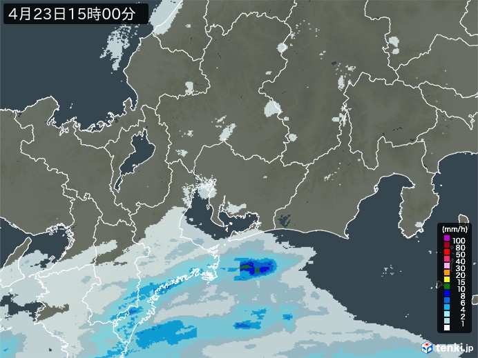 東海地方の雨雲レーダー(2024年04月23日)