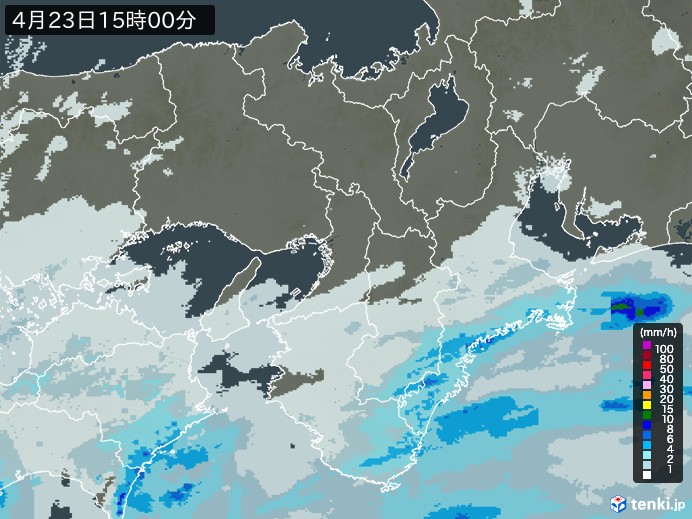 近畿地方の雨雲レーダー(2024年04月23日)