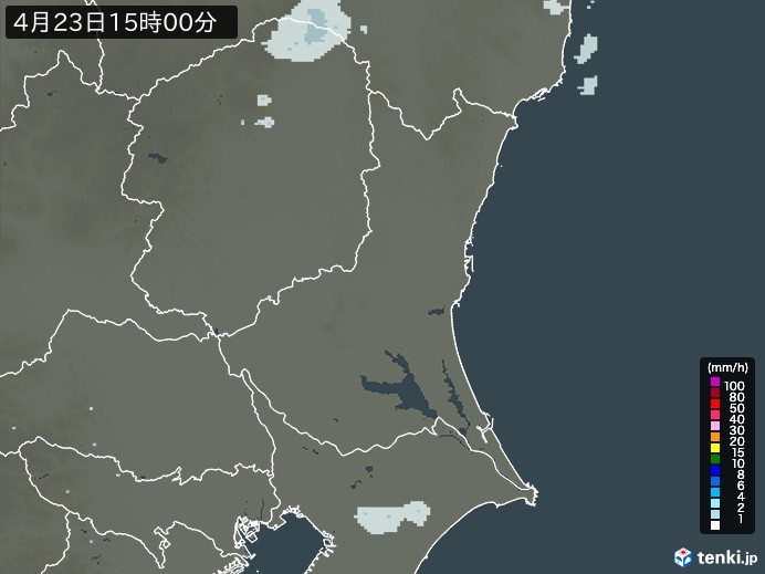 茨城県の雨雲レーダー(2024年04月23日)