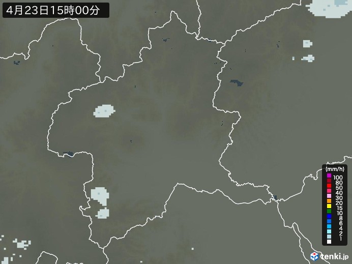 群馬県の雨雲レーダー(2024年04月23日)