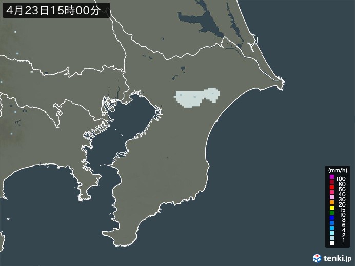 千葉県の雨雲レーダー(2024年04月23日)