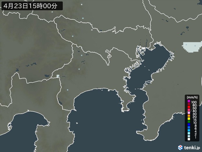 神奈川県の雨雲レーダー(2024年04月23日)