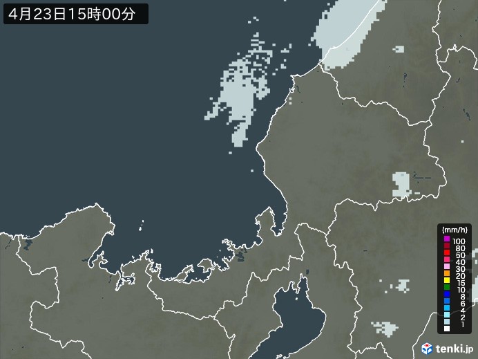 福井県の雨雲レーダー(2024年04月23日)