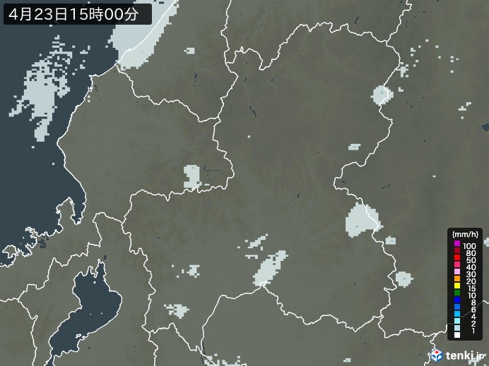 岐阜県の雨雲レーダー(2024年04月23日)