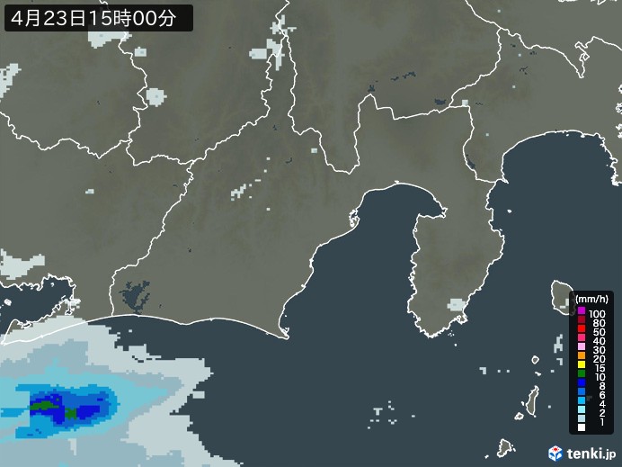 静岡県の雨雲レーダー(2024年04月23日)