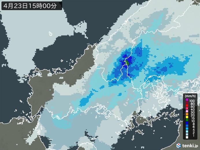 山口県の雨雲レーダー(2024年04月23日)