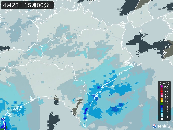 徳島県の雨雲レーダー(2024年04月23日)