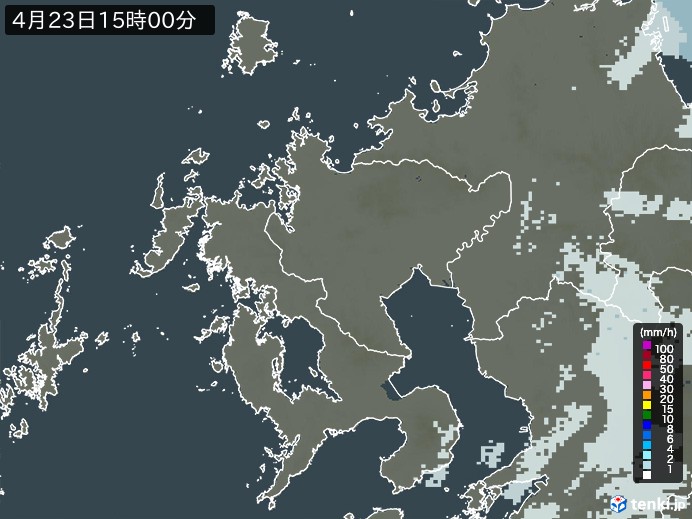 佐賀県の雨雲レーダー(2024年04月23日)