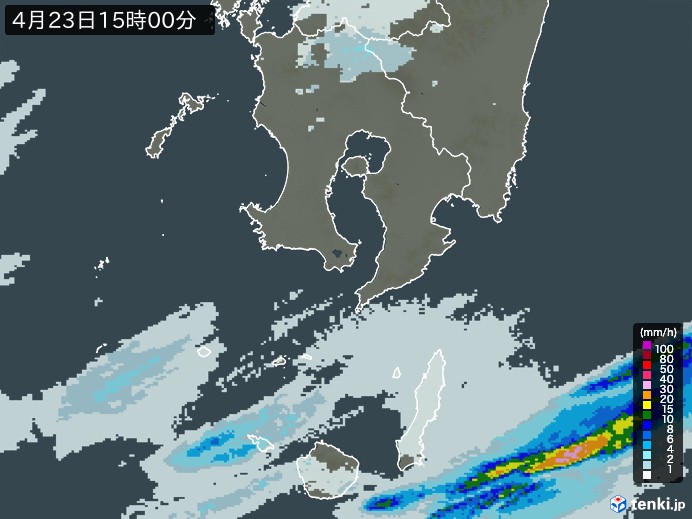 鹿児島県の雨雲レーダー(2024年04月23日)