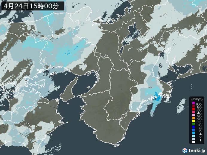 近畿地方の雨雲レーダー(2024年04月24日)