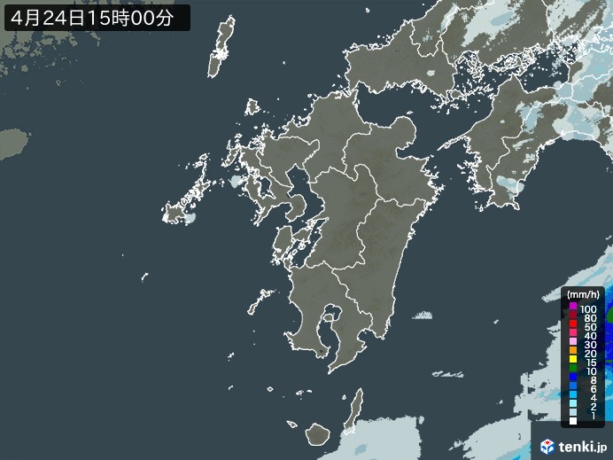 九州地方の雨雲レーダー(2024年04月24日)