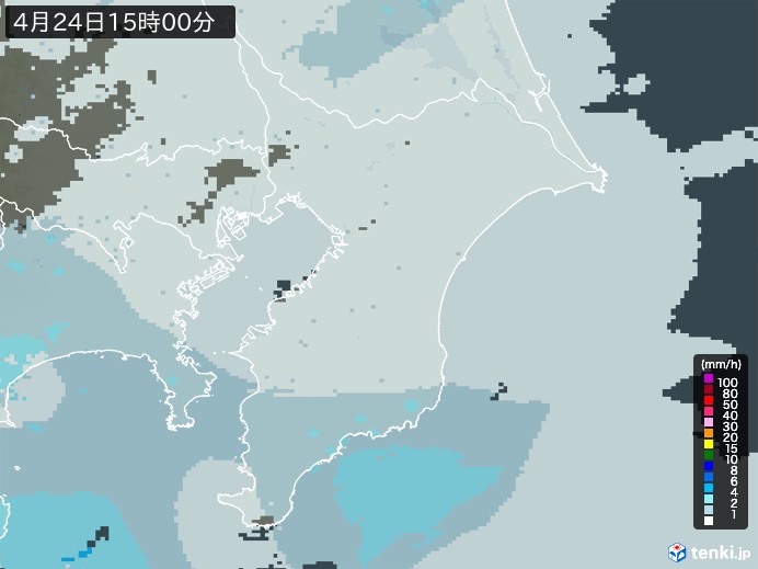 千葉県の雨雲レーダー(2024年04月24日)