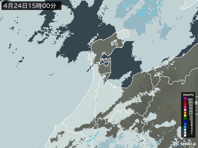 石川県の雨雲レーダー(2024年04月24日)