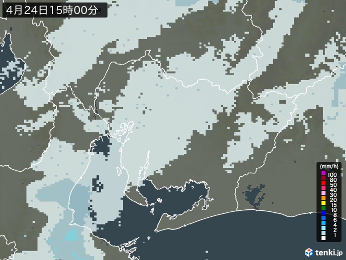愛知県の雨雲レーダー(2024年04月24日)