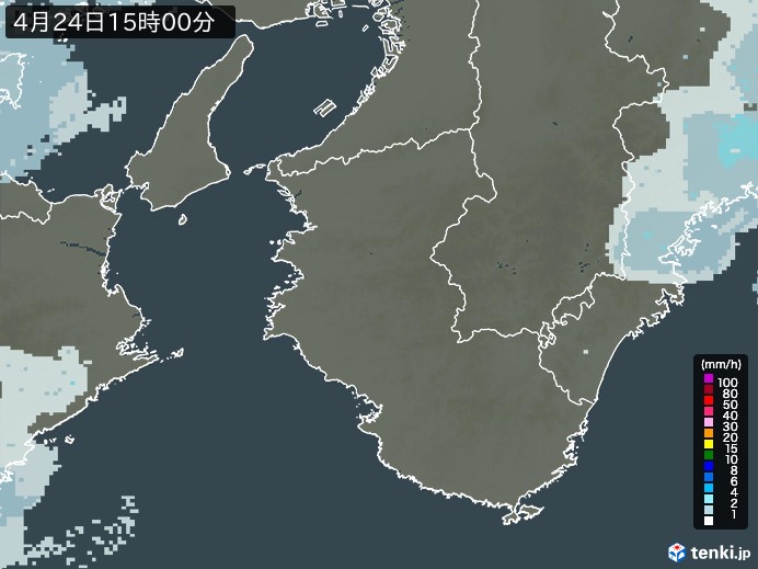 和歌山県の雨雲レーダー(2024年04月24日)