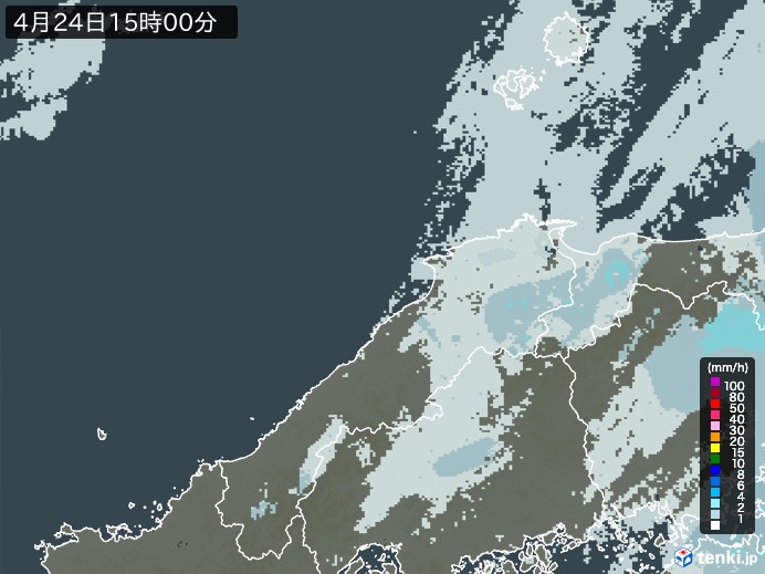 島根県の雨雲レーダー(2024年04月24日)