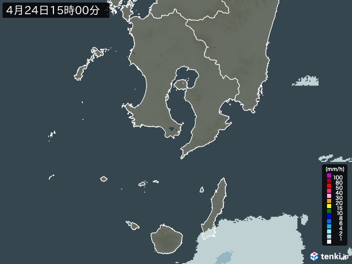 鹿児島県の雨雲レーダー(2024年04月24日)