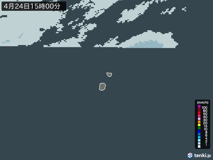 南大東島(沖縄県)の雨雲レーダー(2024年04月24日)