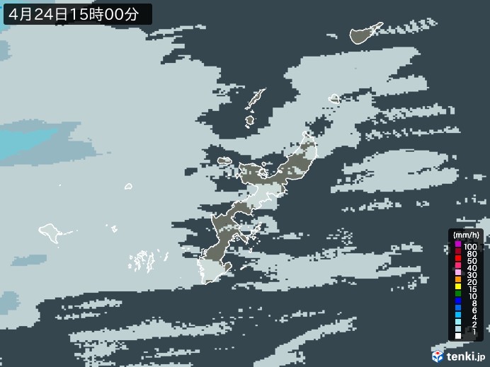 沖縄県の雨雲レーダー(2024年04月24日)