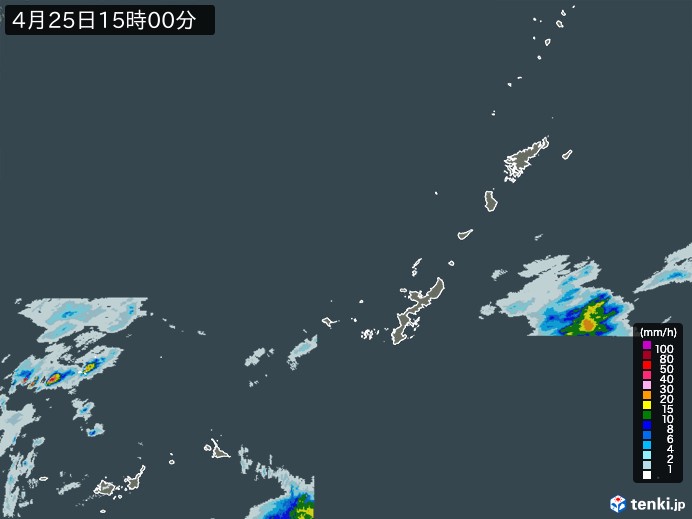 沖縄地方の雨雲レーダー(2024年04月25日)