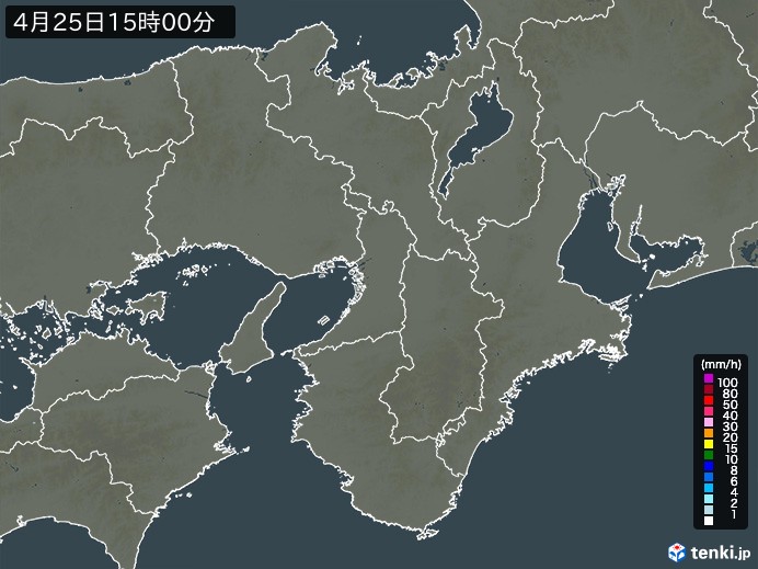 近畿地方の雨雲レーダー(2024年04月25日)