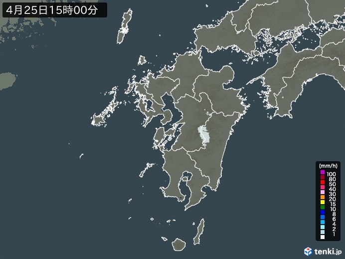 九州地方の雨雲レーダー(2024年04月25日)