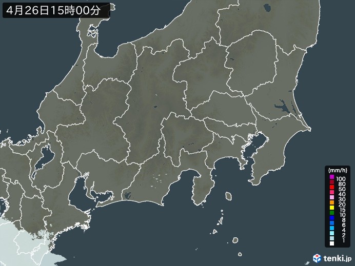 関東・甲信地方の雨雲レーダー(2024年04月26日)